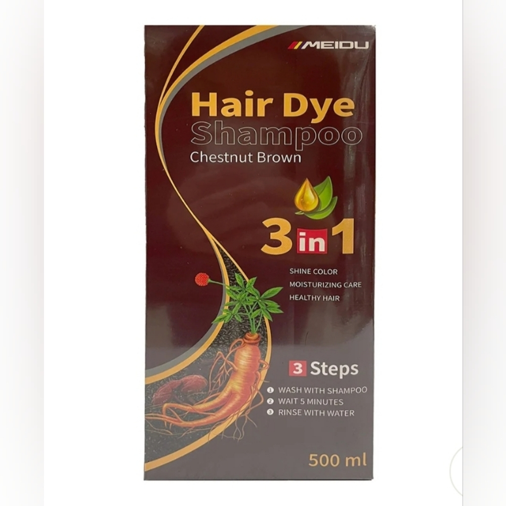 Hair Dye Shampoo 3 in 1 for Women&Men 100% Organic All (Chestnut Brown)